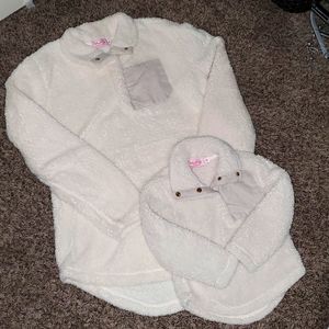 Pink Lily Matching Mommy and Daugher sherpa pullovers set